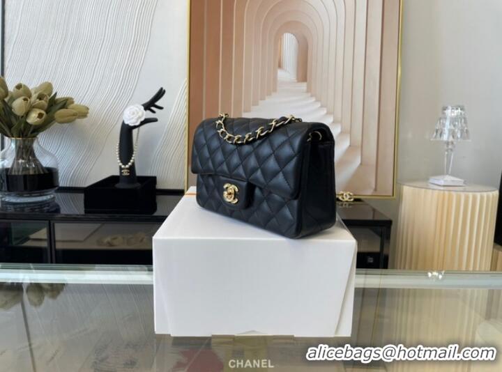 Top Grade Chanel mini Classic Flap Bag Original Sheepskin Leather A1116 black&Gold-Tone Metal