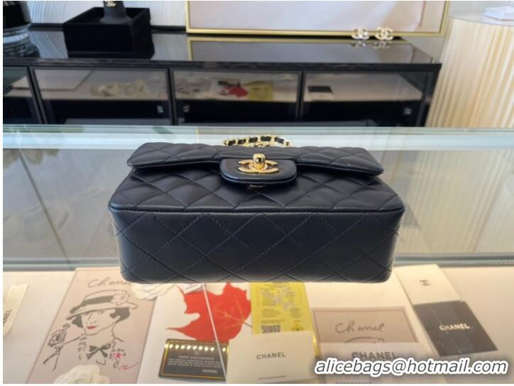 Top Grade Chanel mini Classic Flap Bag Original Sheepskin Leather A1116 black&Gold-Tone Metal