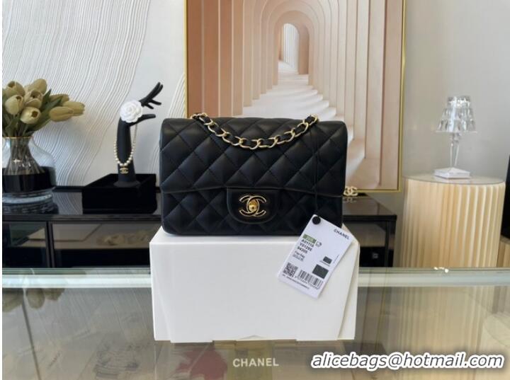 Top Grade Chanel mini Classic Flap Bag Original Sheepskin Leather A1116 black&Gold-Tone Metal