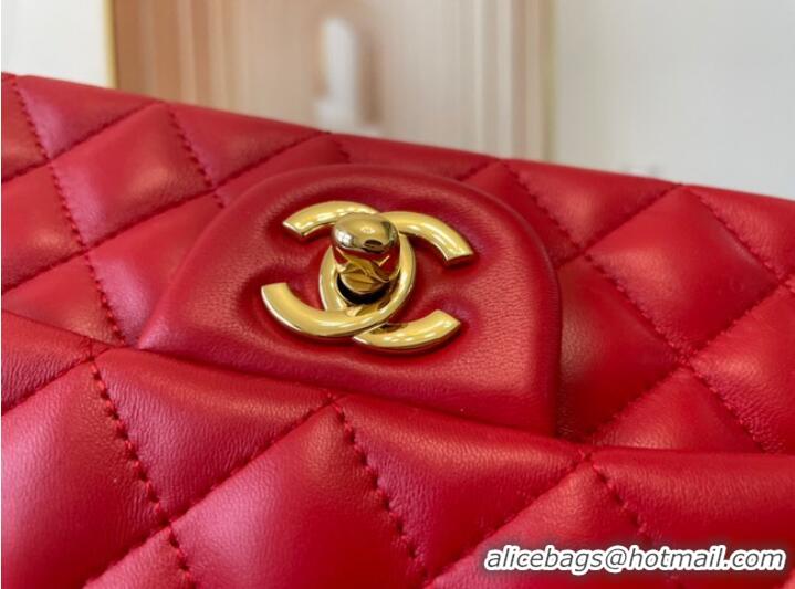 Luxurious Chanel mini Classic Flap Bag Original Sheepskin Leather A1116 red&Gold-Tone Metal