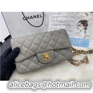 Fashion Chanel mini Classic Flap Bag Original Sheepskin Leather A1116 gray&Gold-Tone Metal