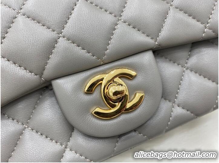 Fashion Chanel mini Classic Flap Bag Original Sheepskin Leather A1116 gray&Gold-Tone Metal