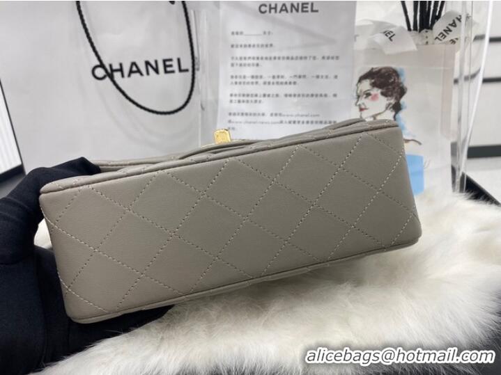 Fashion Chanel mini Classic Flap Bag Original Sheepskin Leather A1116 gray&Gold-Tone Metal