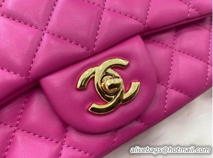 Shop Grade Chanel mini Classic Flap Bag Original Sheepskin Leather A1116 rose&Gold-Tone Metal