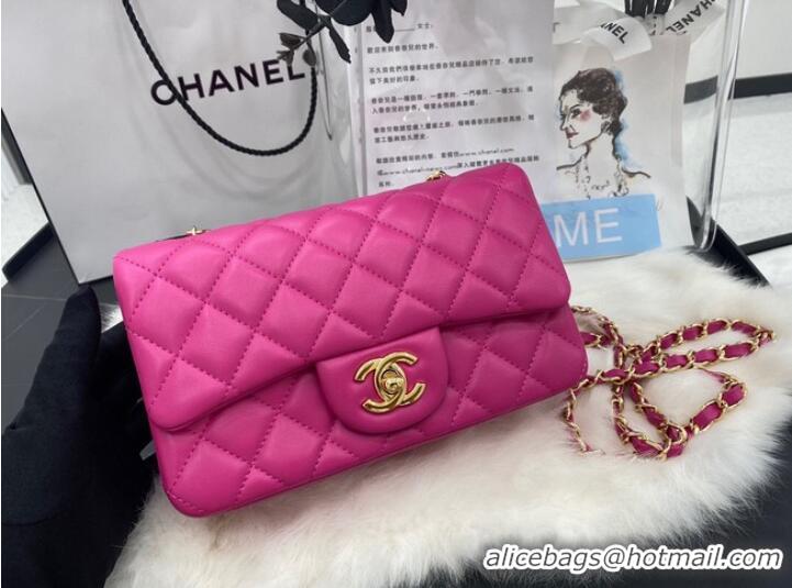 Shop Grade Chanel mini Classic Flap Bag Original Sheepskin Leather A1116 rose&Gold-Tone Metal