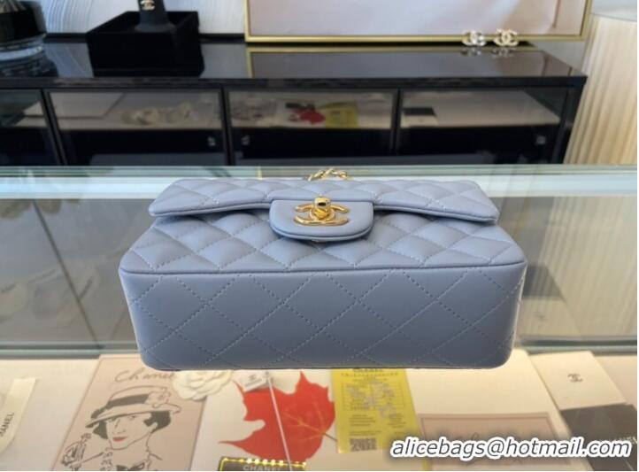 Top Design Chanel Classic Flap Bag Original Sheepskin Leather A1116 gray blue&Gold-Tone Metal