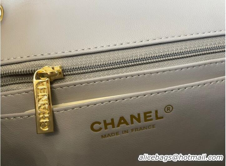 Top Design Chanel Classic Flap Bag Original Sheepskin Leather A1116 gray blue&Gold-Tone Metal