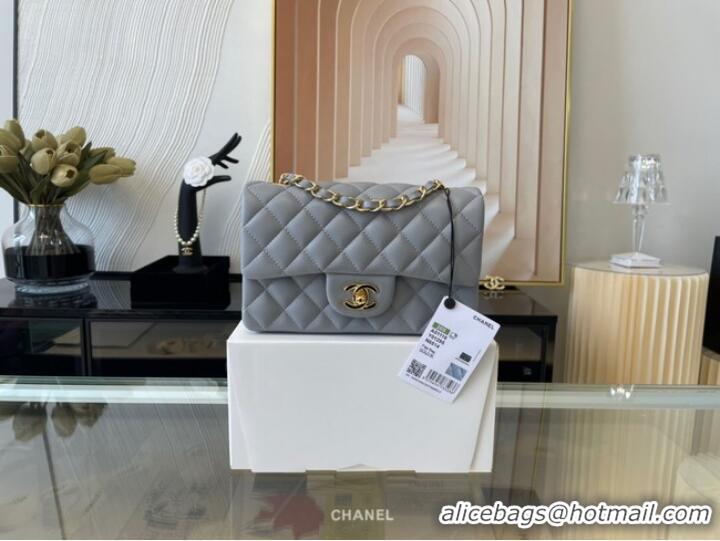 Top Design Chanel Classic Flap Bag Original Sheepskin Leather A1116 gray blue&Gold-Tone Metal