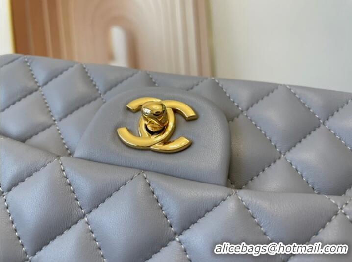 Top Design Chanel Classic Flap Bag Original Sheepskin Leather A1116 gray blue&Gold-Tone Metal