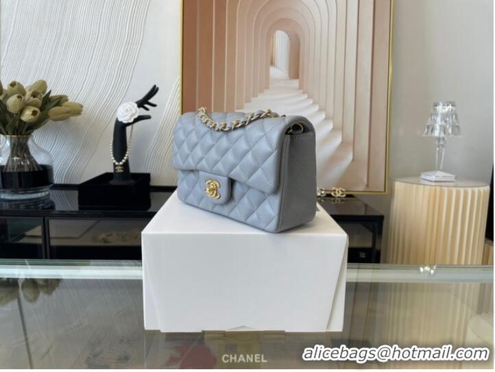 Top Design Chanel Classic Flap Bag Original Sheepskin Leather A1116 gray blue&Gold-Tone Metal