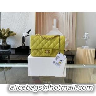 Most Popular Chanel Classic Flap Bag Original Sheepskin Leather A1116 lemon&Gold-Tone Metal