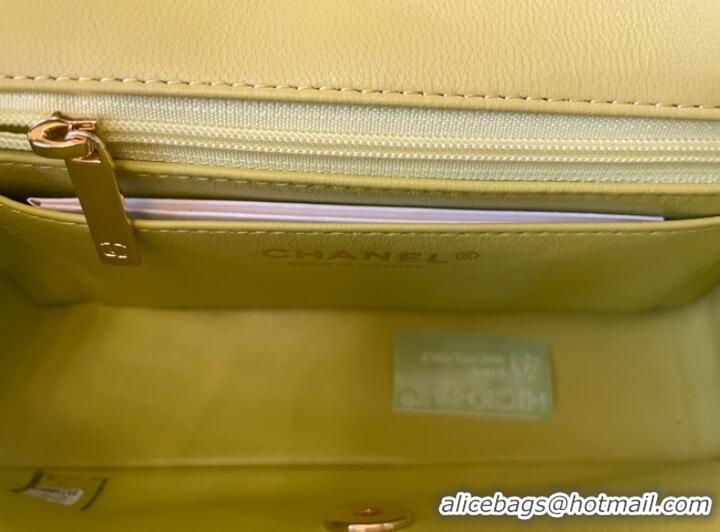 Most Popular Chanel Classic Flap Bag Original Sheepskin Leather A1116 lemon&Gold-Tone Metal