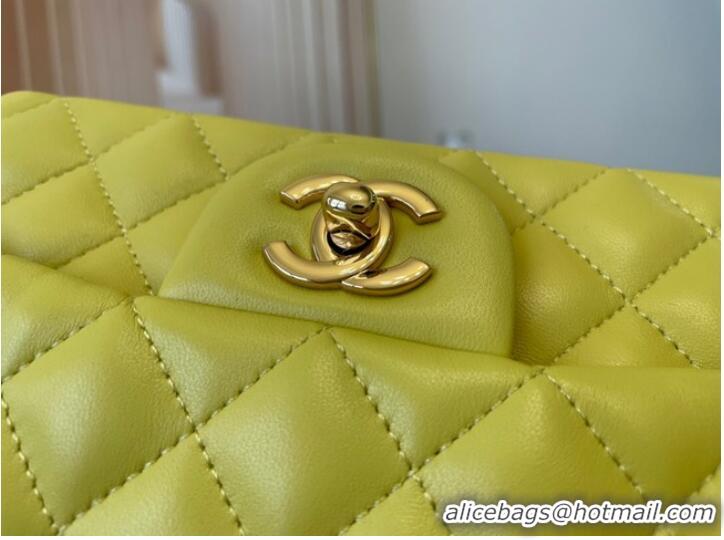 Most Popular Chanel Classic Flap Bag Original Sheepskin Leather A1116 lemon&Gold-Tone Metal