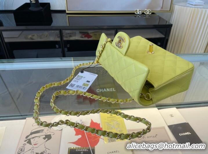 Most Popular Chanel Classic Flap Bag Original Sheepskin Leather A1116 lemon&Gold-Tone Metal