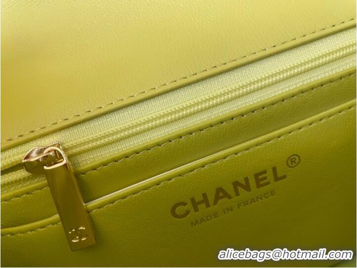 Most Popular Chanel Classic Flap Bag Original Sheepskin Leather A1116 lemon&Gold-Tone Metal