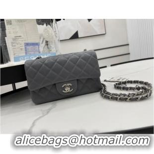 Promotional Chanel Classic Flap Bag Original Sheepskin Leather A1116 dark gray&silver-Tone Metal