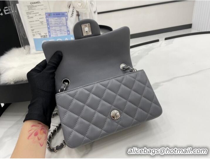 Promotional Chanel Classic Flap Bag Original Sheepskin Leather A1116 dark gray&silver-Tone Metal