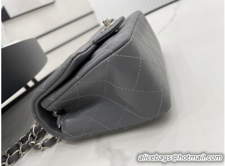 Promotional Chanel Classic Flap Bag Original Sheepskin Leather A1116 dark gray&silver-Tone Metal