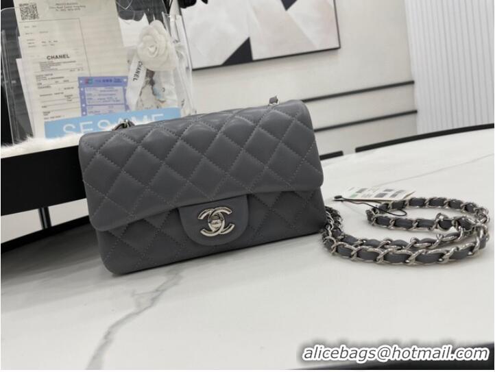 Promotional Chanel Classic Flap Bag Original Sheepskin Leather A1116 dark gray&silver-Tone Metal