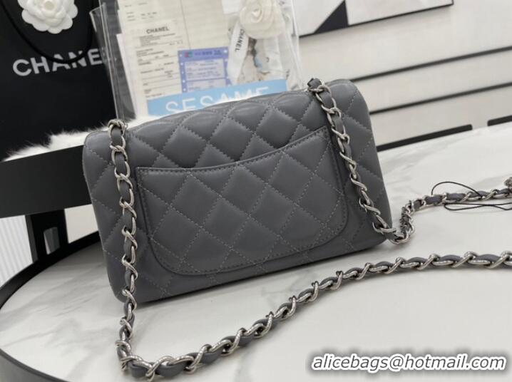 Promotional Chanel Classic Flap Bag Original Sheepskin Leather A1116 dark gray&silver-Tone Metal