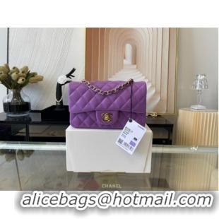 Good Taste Chanel Classic Flap Bag Original Sheepskin Leather A1116 Purple&Gold-Tone Metal