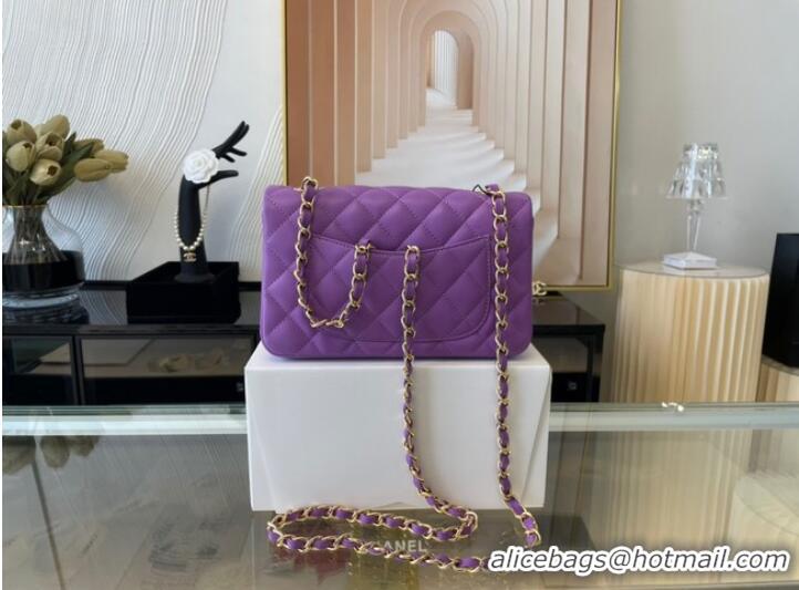 Good Taste Chanel Classic Flap Bag Original Sheepskin Leather A1116 Purple&Gold-Tone Metal