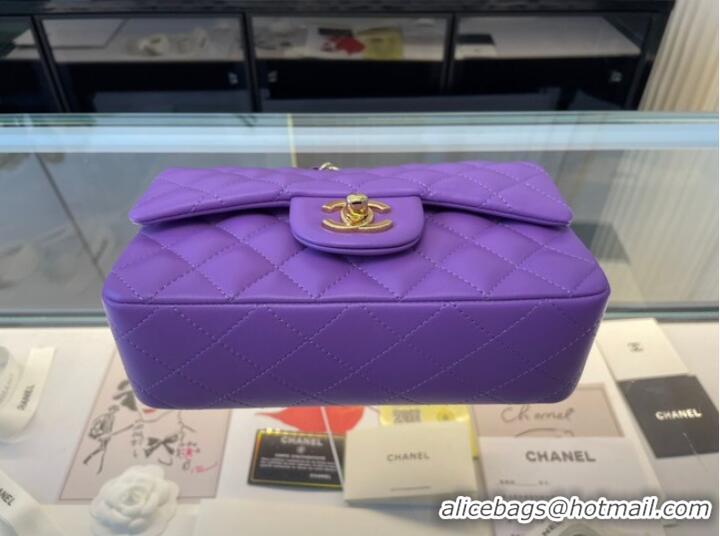 Good Taste Chanel Classic Flap Bag Original Sheepskin Leather A1116 Purple&Gold-Tone Metal