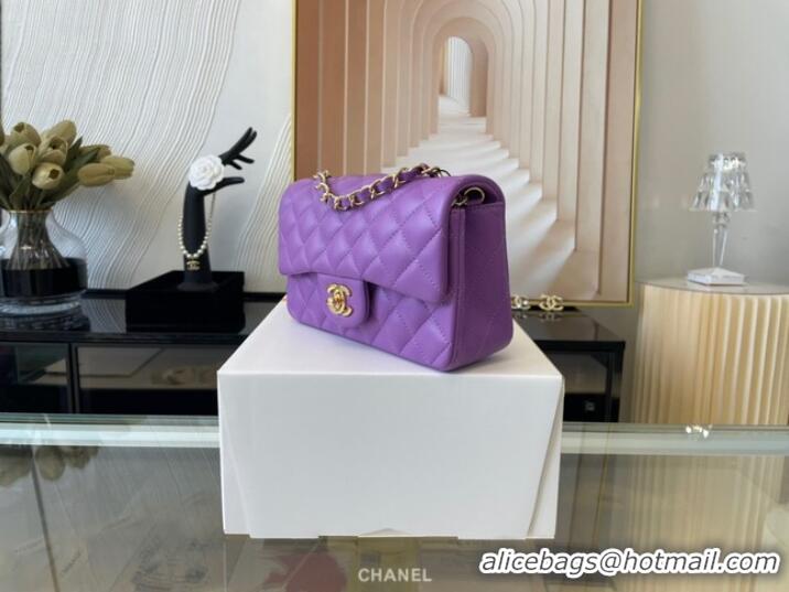 Good Taste Chanel Classic Flap Bag Original Sheepskin Leather A1116 Purple&Gold-Tone Metal