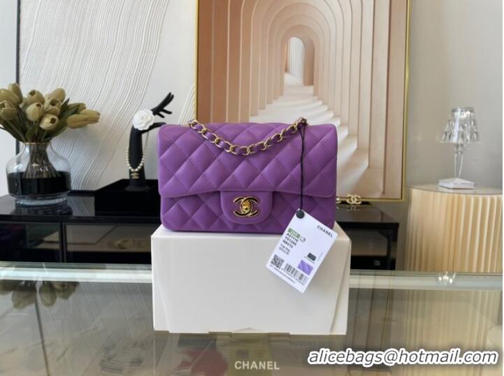 Good Taste Chanel Classic Flap Bag Original Sheepskin Leather A1116 Purple&Gold-Tone Metal