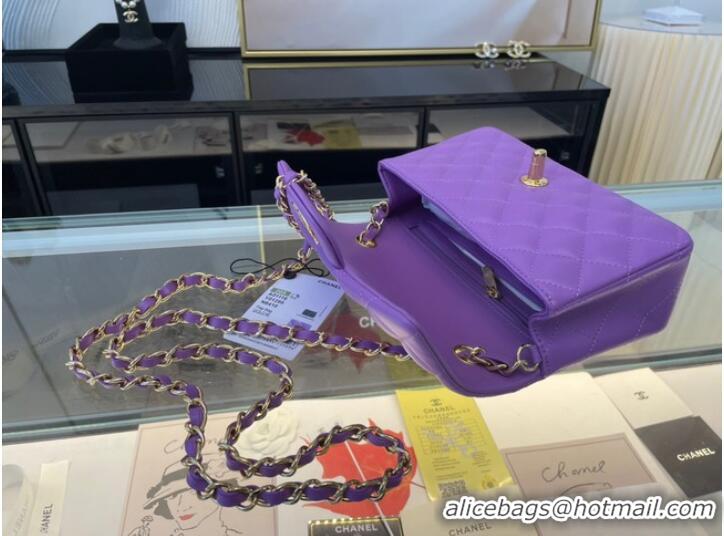 Good Taste Chanel Classic Flap Bag Original Sheepskin Leather A1116 Purple&Gold-Tone Metal