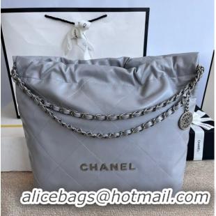 Trendy Design CHANEL 22 HANDBAG Calfskin & Silver-Tone Metal AS3261 gray