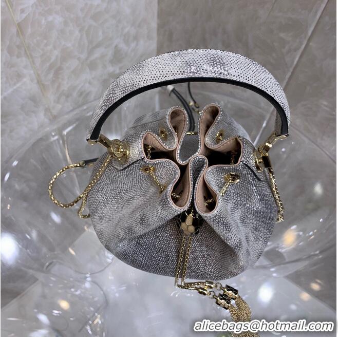 Popular Style BVLGARI Original Snake Skin Bucket Bag B287614 Silver