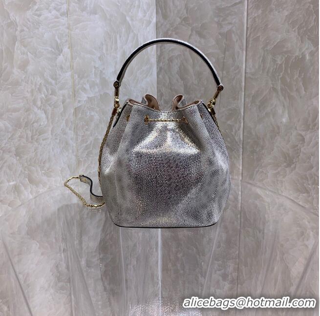 Popular Style BVLGARI Original Snake Skin Bucket Bag B287614 Silver