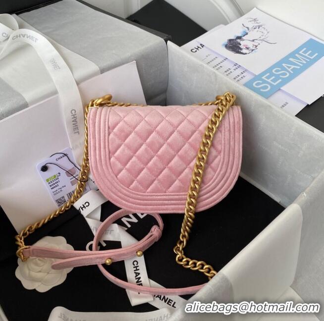 Promotional SMALL BOY CHANEL MESSENGER BAG AS3350 pink