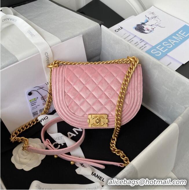 Promotional SMALL BOY CHANEL MESSENGER BAG AS3350 pink