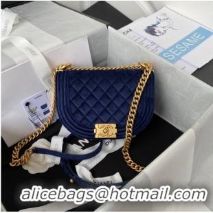 Promotional SMALL BOY CHANEL MESSENGER BAG AS3350 Navy Blue