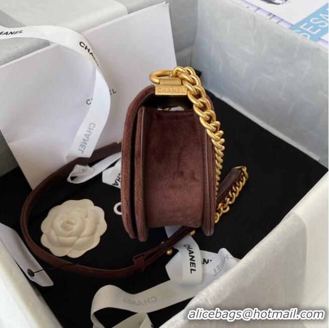 Famous Brand SMALL BOY CHANEL MESSENGER BAG AS3350 Coffee