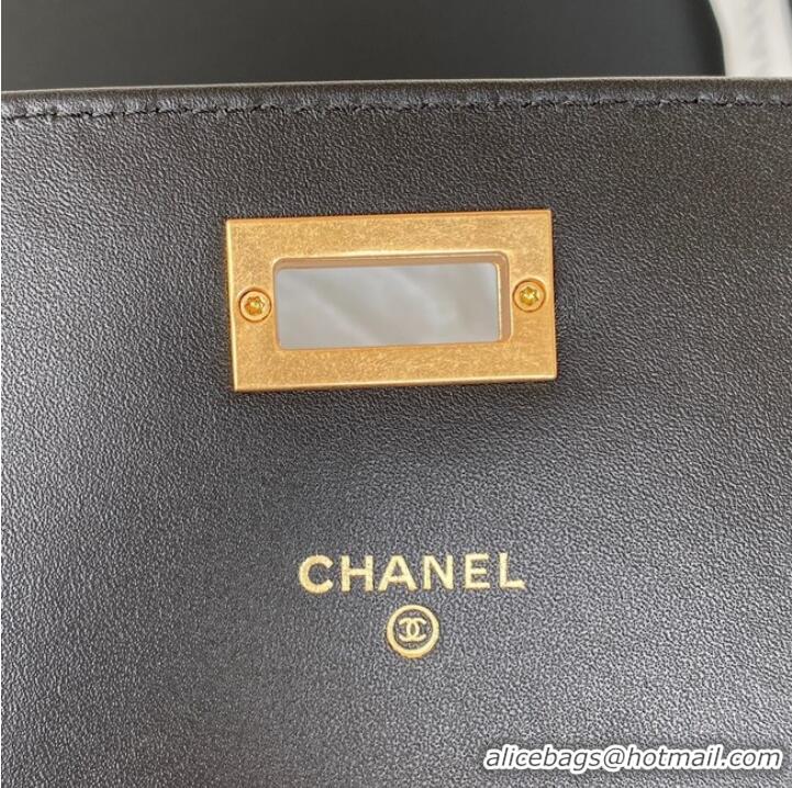 Super Quality CHANEL CLASSIC WALLET ON CHAIN AP1764 Calfskin & Gold-Tone Metal AP1764 black