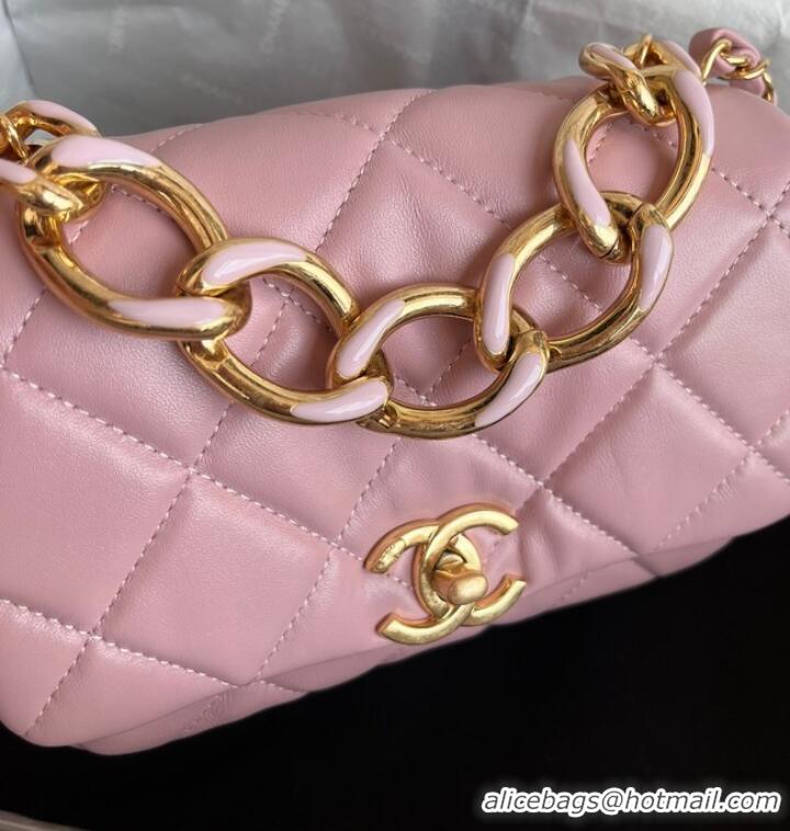 Good Taste Chanel FLAP BAG Lambskin & Gold-Tone Metal AS3375 pink