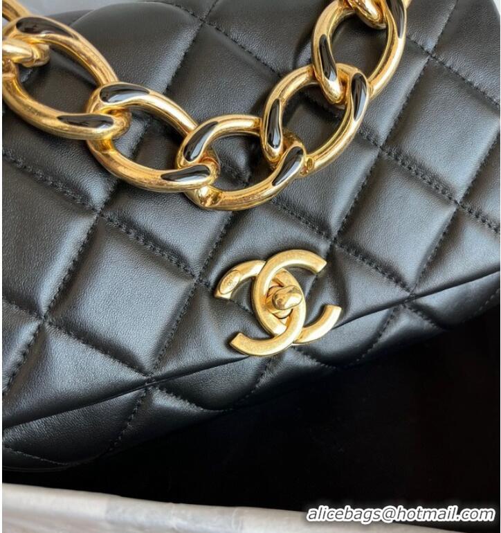 Classic Grade Chanel FLAP BAG Lambskin & Gold-Tone Metal AS3375 black