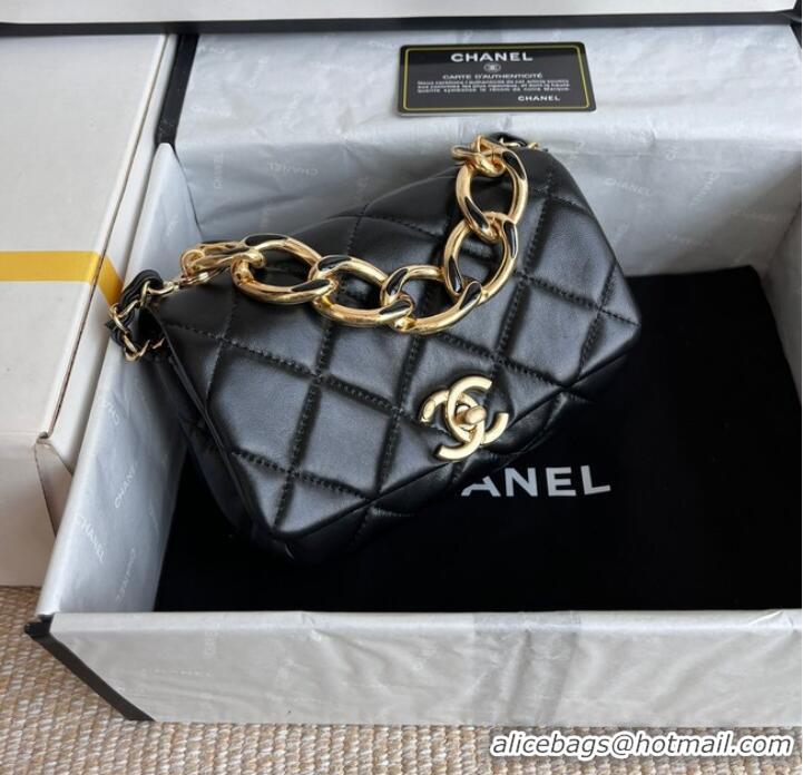 Classic Grade Chanel FLAP BAG Lambskin & Gold-Tone Metal AS3375 black