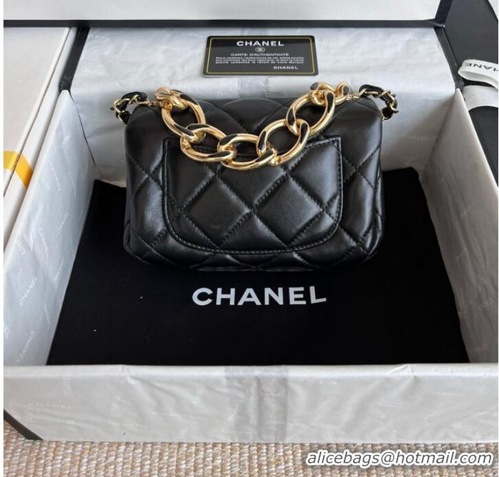 Classic Grade Chanel FLAP BAG Lambskin & Gold-Tone Metal AS3375 black