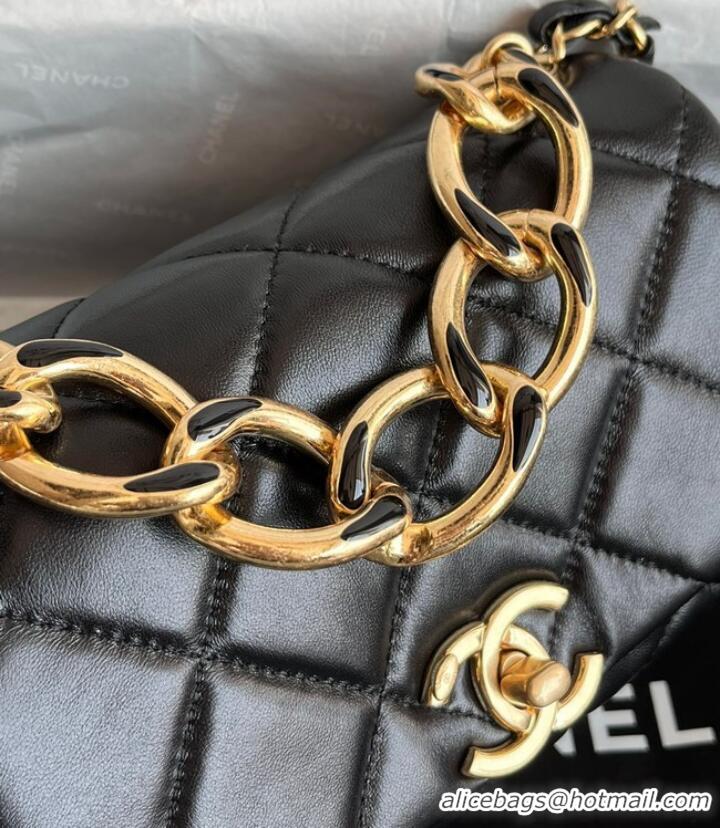 Classic Grade Chanel FLAP BAG Lambskin & Gold-Tone Metal AS3375 black