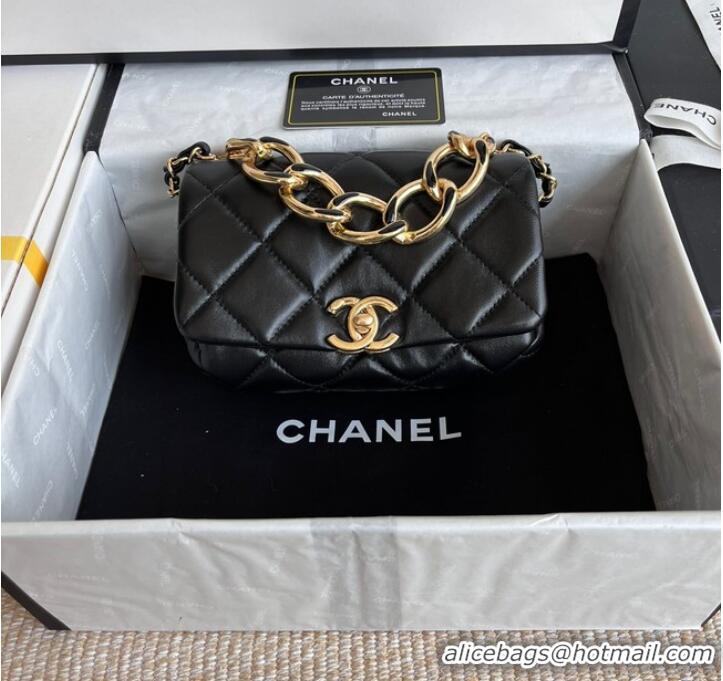 Classic Grade Chanel FLAP BAG Lambskin & Gold-Tone Metal AS3375 black