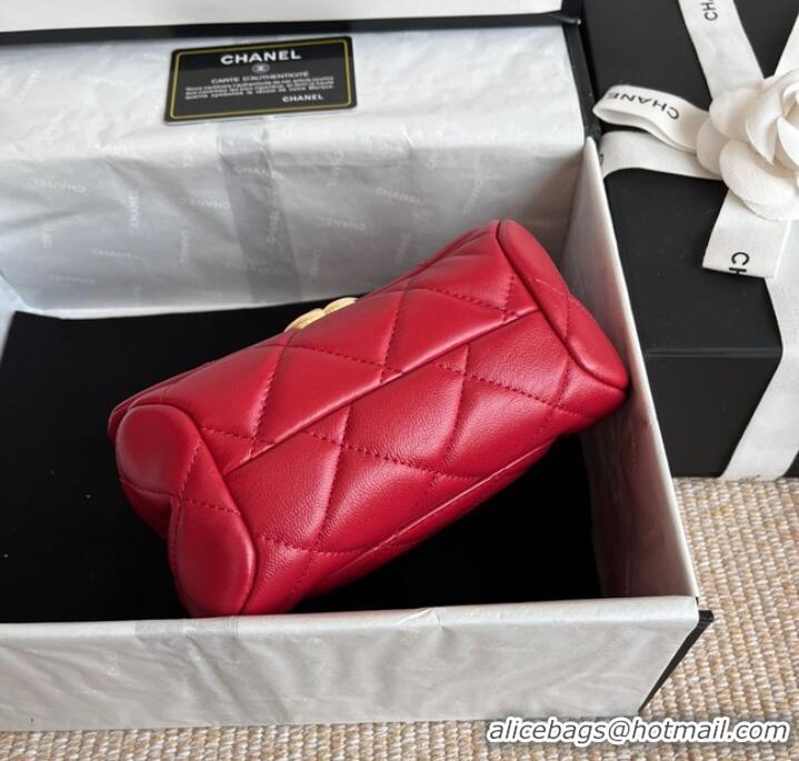 Unique Style Chanel FLAP BAG Lambskin & Gold-Tone Metal AS3375 red