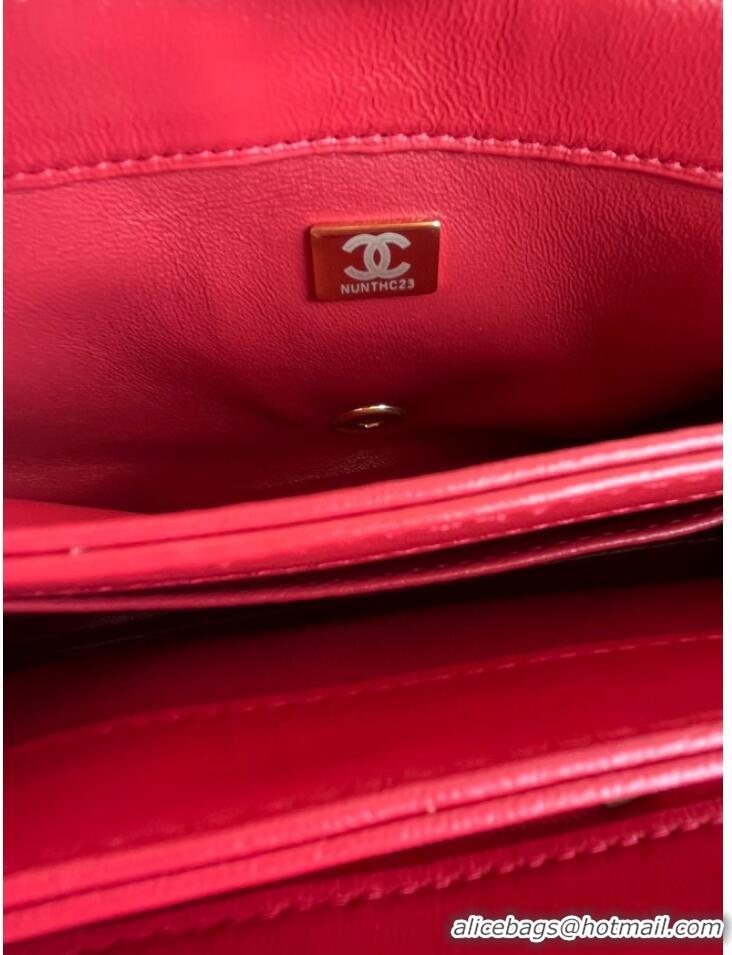 Unique Style Chanel FLAP BAG Lambskin & Gold-Tone Metal AS3375 red