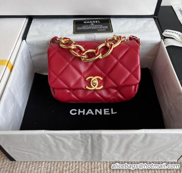 Unique Style Chanel FLAP BAG Lambskin & Gold-Tone Metal AS3375 red