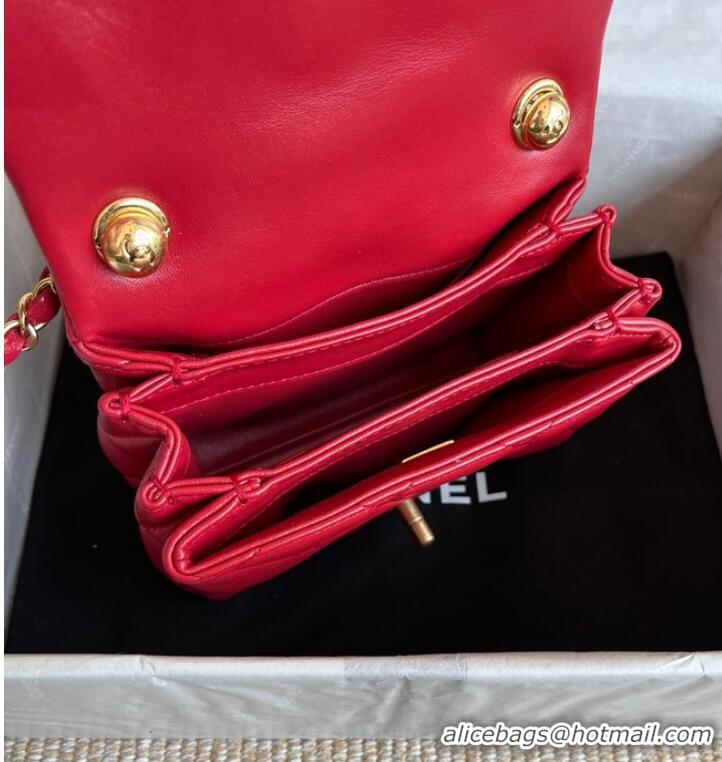 Unique Style Chanel FLAP BAG Lambskin & Gold-Tone Metal AS3375 red