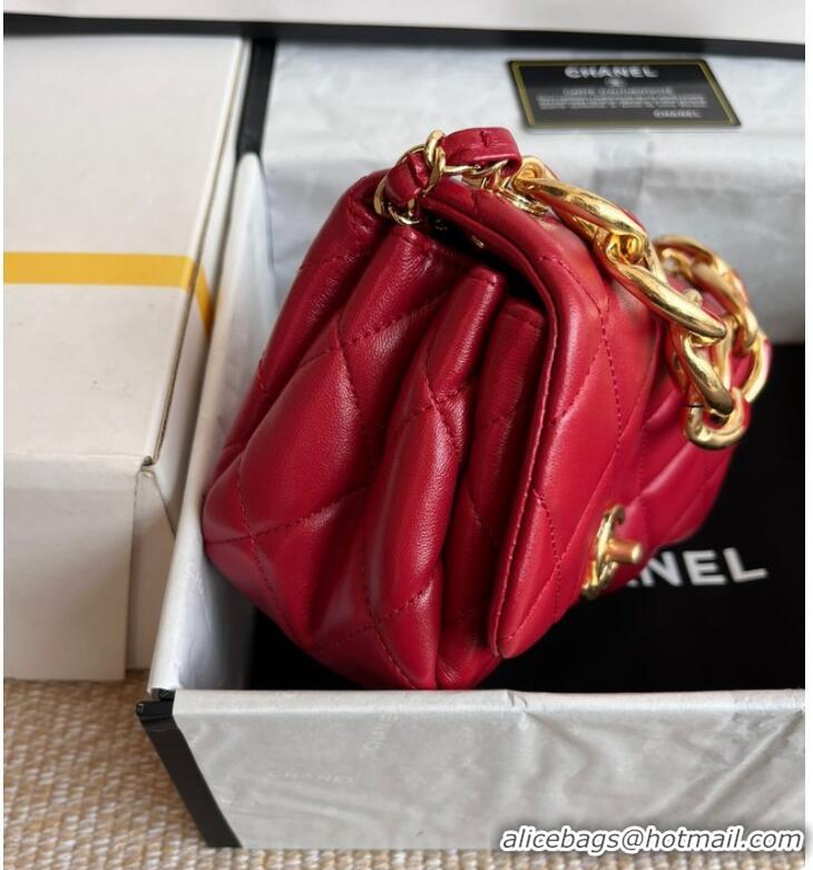 Unique Style Chanel FLAP BAG Lambskin & Gold-Tone Metal AS3375 red