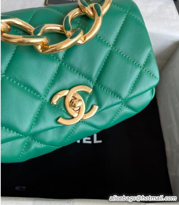 Good Product Chanel FLAP BAG Lambskin & Gold-Tone Metal AS3375 green